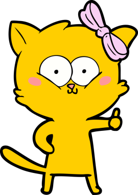 Bir insan tarafından çizilmiş çizgi film kedisi.