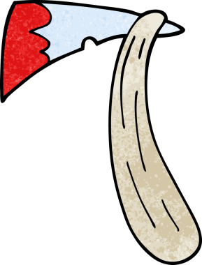 Bir insan tarafından çizilmiş kanlı bir balta.