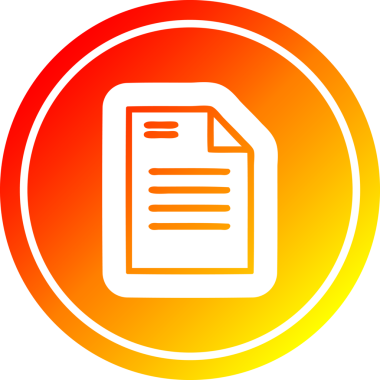 bir insan tarafından çizilen sıcak gradyan bitiş ile resmi belge dairesel simgesi