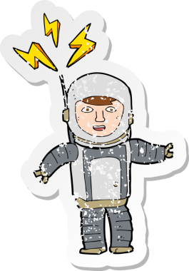 Bir insan tarafından çizilmiş bir uzay adamının gerilimli çıkartması.