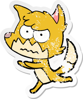 Bir insan tarafından çizilmiş, sıkıntılı bir çizgi film çıkartması.