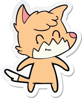 Bir insan tarafından çizilmiş bir çizgi film tilkisinin çıkartması.