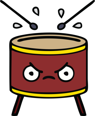 Bir insan tarafından çizilmiş şirin davul karikatürü.