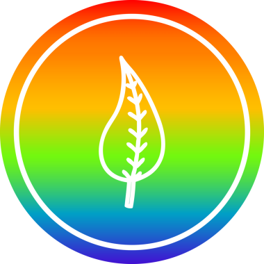 Gökkuşağı gradyan bir insan tarafından çizilmiş doğal yaprak dairesel simgesi