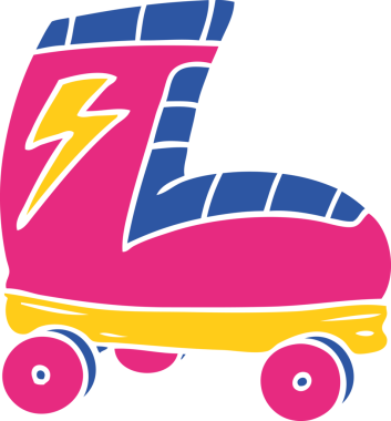 Bir insan tarafından çizilmiş el çizimi karikatür paten çizimi.