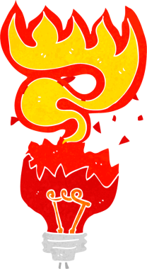 Çizgi film kırmızı ampulü bir insan tarafından çizilmiş.