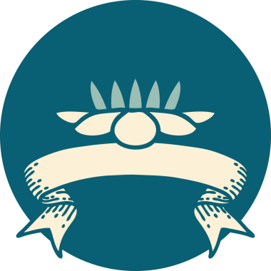 bir insan tarafından çizilmiş bir nilüfer çiçeğinin pankartıyla dövme biçimi simgesi