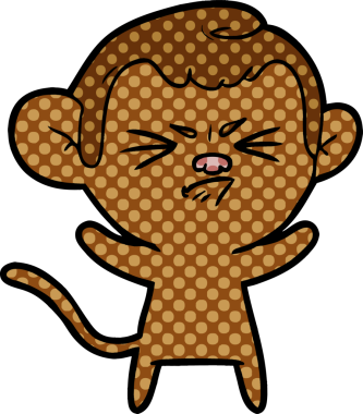 Bir insan tarafından çizilmiş sinir bozucu bir maymun.