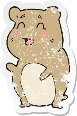 Bir insan tarafından çizilmiş şirin bir hamsterın gerici, sıkıntılı çıkartması.