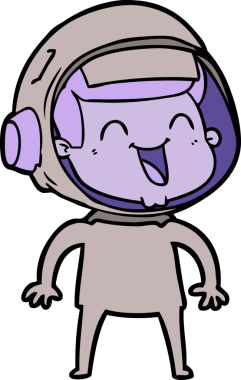 Bir insan tarafından çizilmiş mutlu astronot çizgi filmi.