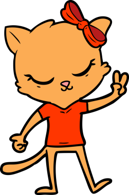 Bir insan tarafından çizilmiş sevimli çizgi film kedisi.