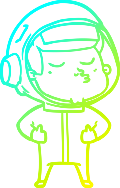 Bir insan tarafından çizilmiş kendinden emin bir astronotun soğuk çizgi çizimi.