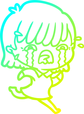 Bir insan tarafından çizilmiş ağlayan bir çizgi film kızı çizimi.