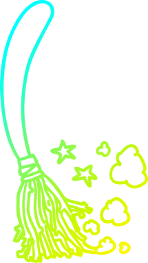 Bir insanın çizdiği cadılar bayramı süpürgesinin soğuk gradyan çizgisi.