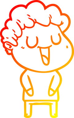 Bir insan tarafından çizilmiş gülen bir çizgi film karakterinin sıcak çizgi çizimi.