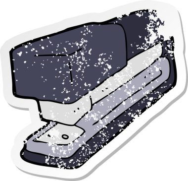 Bir insan tarafından çizilmiş karikatür ofis zımbası.