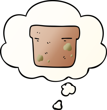 Düşünce baloncuklu karikatür saksısı bir insan tarafından çizilmiş.