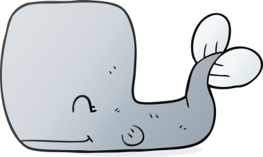 Bir insan tarafından çizilmiş mutlu bir balina.