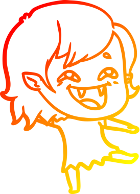 Bir insan tarafından çizilmiş gülen vampir kız çizgi filmi.