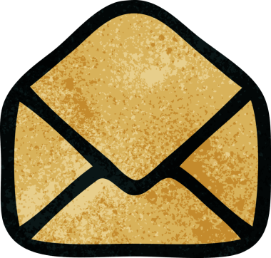 Bir insan tarafından çizilmiş kağıt zarfın retro grunge desen karikatürü.