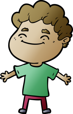 Bir insan tarafından çizilmiş çizgi film dostu bir adam.