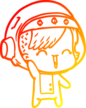 Bir insan tarafından çizilen mutlu astronot bir kızın sıcak çizgi çizimi.