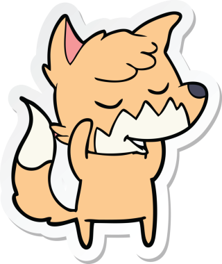 Bir insan tarafından çizilmiş dost canlısı bir tilkinin çıkartması.