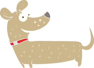 Bir insan tarafından çizilen mutlu köpeğin düz renk çizimi