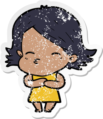 Bir insan tarafından çizilmiş karikatür bir kadının sıkıntılı çıkartması.