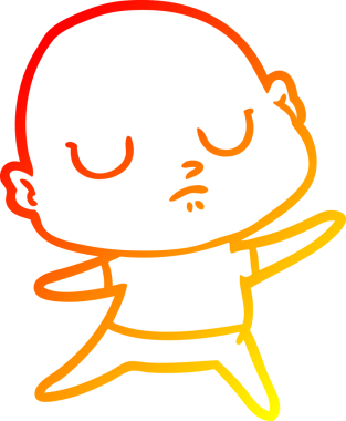 Bir insan tarafından çizilmiş kel bir adamın sıcak çizgi çizimi.