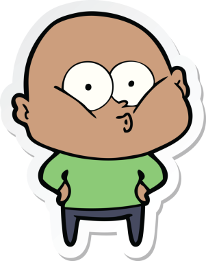 Bir insan tarafından çizilmiş kel bir adamın çıkartması.