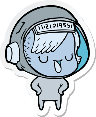 Bir insan tarafından çizilmiş astronot bir kadının çıkartması.