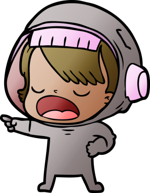 Bir insan tarafından çizilmiş konuşan astronot çizgi filmi.