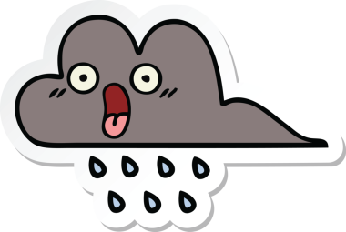 Bir insan tarafından çizilmiş şirin bir fırtına bulutunun çıkartması.