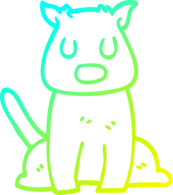 Bir insan tarafından çizilmiş sakin bir köpeğin soğuk çizgi çizimi.