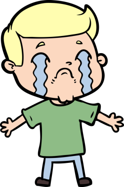 Bir insan tarafından çizilmiş ağlayan çizgi film adamı.