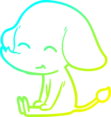 Bir insan tarafından çizilmiş şirin bir filin soğuk eğimli çizgisi.