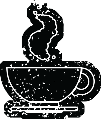 Bir insan tarafından çizilmiş sıcak bir fincan kahvenin temsili.