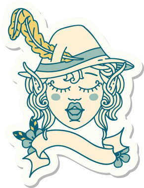 Bir insan tarafından çizilmiş bir elf şair karakteri çıkartması.