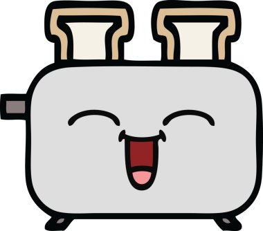 Bir insan tarafından çizilmiş bir tost makinesi karikatürü.