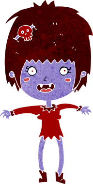 Bir insan tarafından çizilmiş vampir kız çizgi filmi.