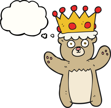 Bir insan tarafından çizilmiş serbest çizim balon karikatür oyuncak ayı tacı.