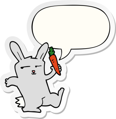 Bir insan tarafından çizilmiş havuçlu karikatür tavşanı.