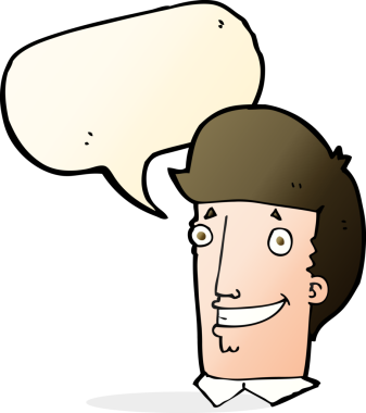 Bir insan tarafından çizilmiş konuşma balonlu mutlu adam çizgi filmi.