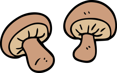 karikatür mantarları insan tarafından çizilmiş.