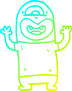 Bir insan tarafından çizilmiş bir uzaylı canavarın soğuk çizgi çizimi.