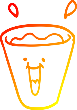 Bir insan tarafından çizilmiş sıcak çizgi çizgi film çizimi mutlu içecekler