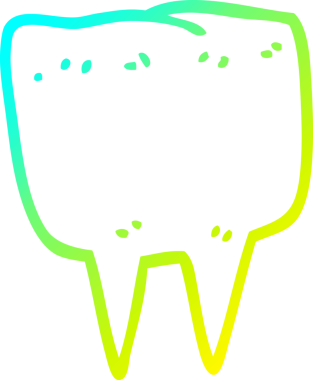 Bir insan tarafından çizilmiş bir çizgi film dişinin soğuk gradyan çizimi.