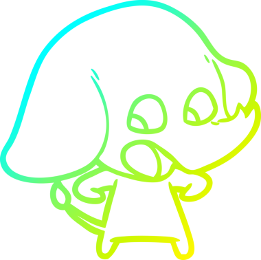 Bir insan tarafından çizilmiş şirin bir filin soğuk gradyan çizgisi