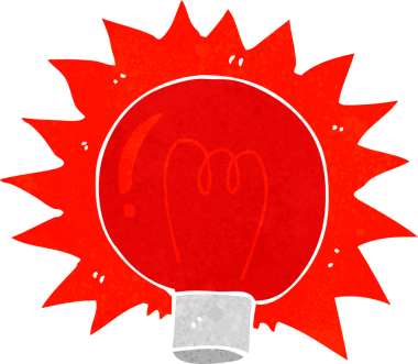 Bir insan tarafından çizilmiş kırmızı ampul.